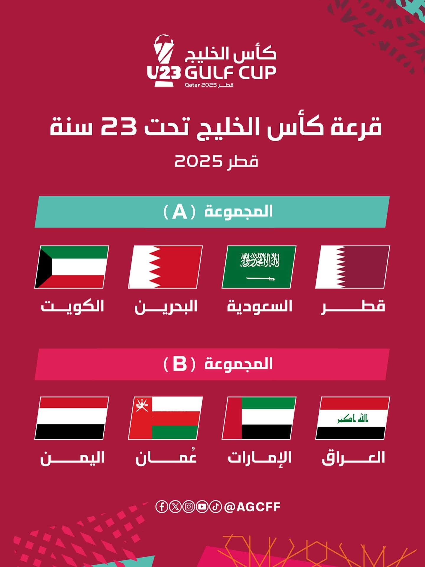 قرعة خليجي تحت 23 - منتخبنا الأولمبي في مجموعة العراق والإمارات وعُمان